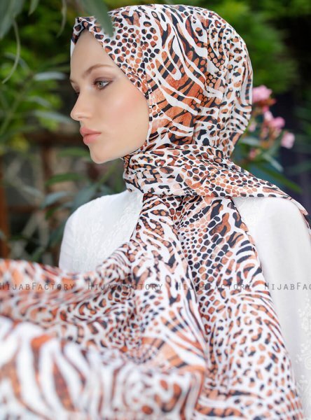 Yumna - Hijab à Motifs Marron