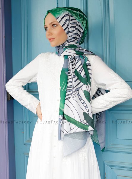 Yumna - Hijab à Motifs Vert Foncé