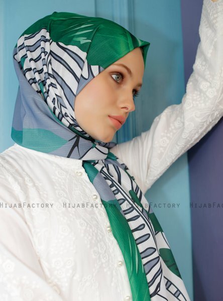Yumna - Hijab à Motifs Vert Foncé