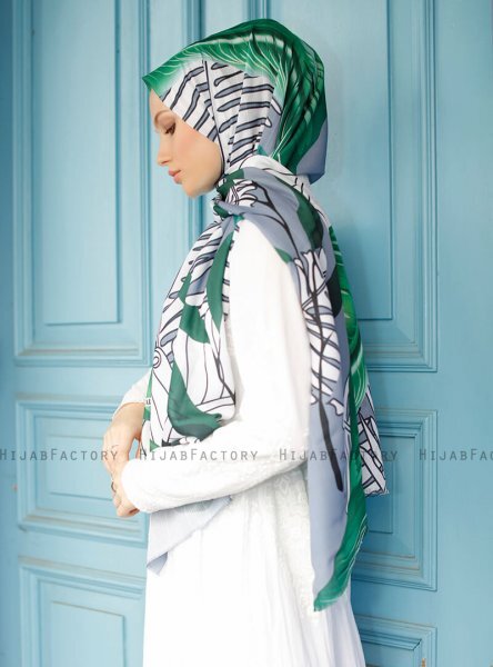 Yumna - Hijab à Motifs Vert Foncé