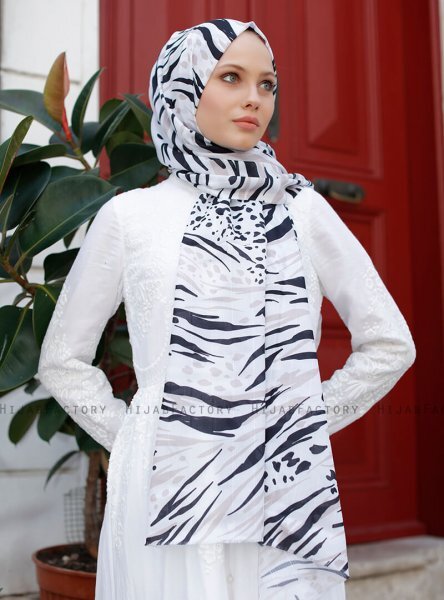 Yumna - Hijab à Motifs Noir