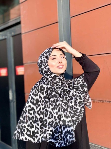 Soda - Hijab A Motifs En Coton Noir - Mirach
