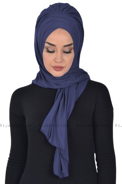 Tamara - Hijab Coton Pratique Bleu Marin