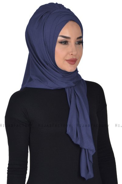 Tamara - Hijab Coton Pratique Bleu Marin