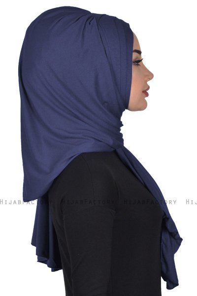 Tamara - Hijab Coton Pratique Bleu Marin