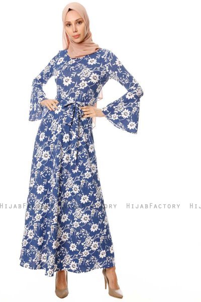 Turna - Robe A Fleurs Bleu