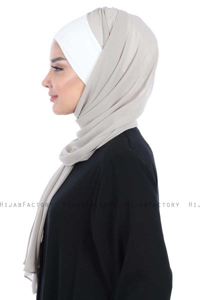 Vera - Hijab Chiffon Pratique Crème & Taupe