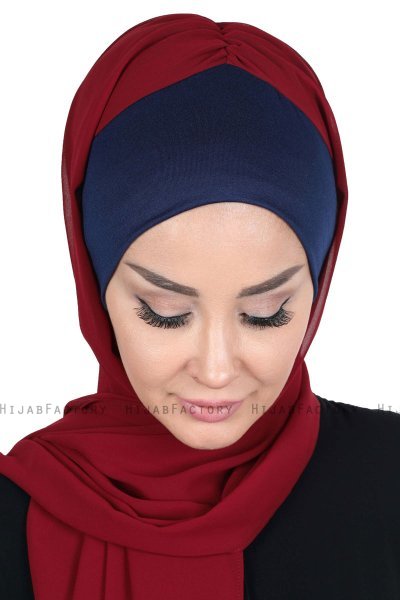 Vera - Hijab Chiffon Pratique Bleu Marin & Bordeaux