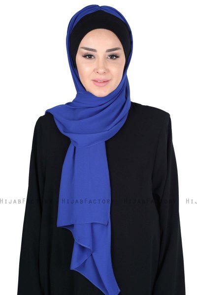 Vera - Hijab Chiffon Pratique Noir & Bleu