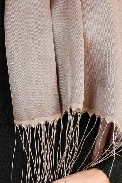 Verda Taupe Satin Hijab Sjal Madame Polo 130010-5