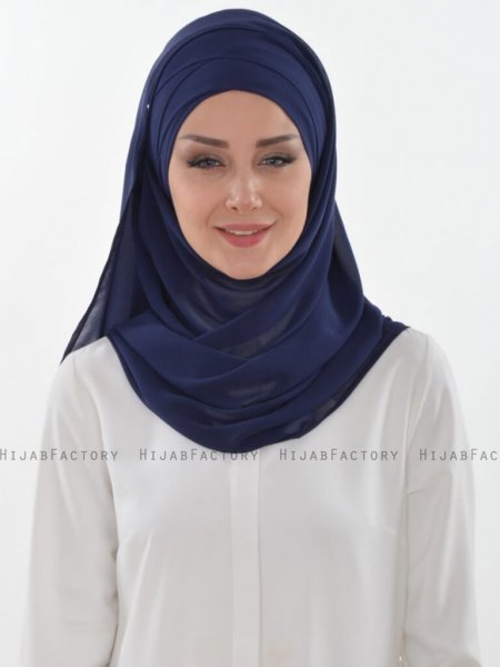 Viola Marinblå Chiffon Hijab Ayse Turban 325507a