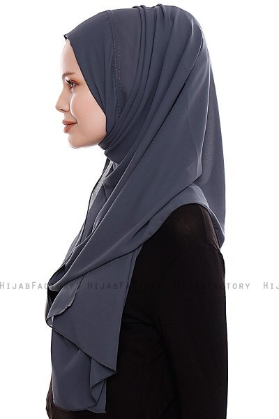 Yara - Hijab Crepe Pratique One-Piece Anthracite