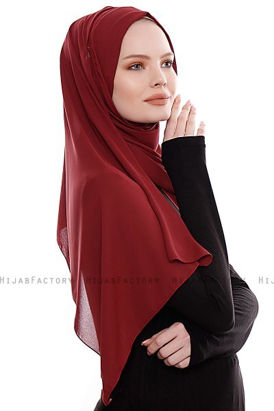 Yara - Hijab Crepe Pratique One-Piece Bordeaux