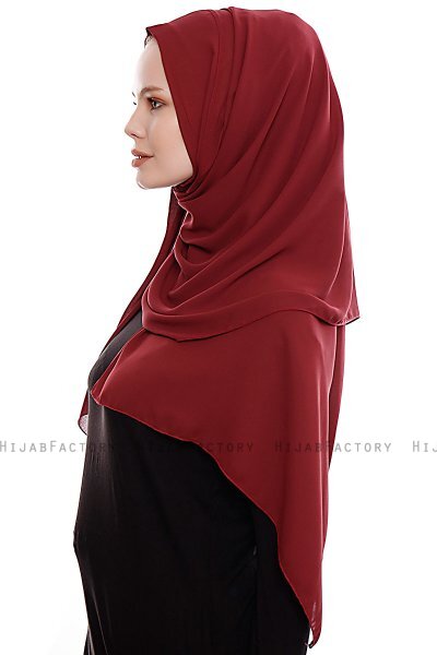 Yara - Hijab Crepe Pratique One-Piece Bordeaux