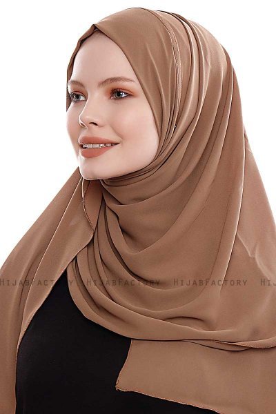Yara - Hijab Crepe Pratique One-Piece Marron