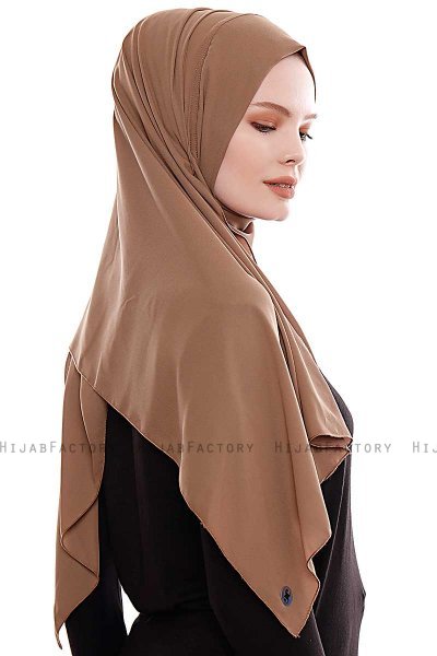 Yara - Hijab Crepe Pratique One-Piece Marron