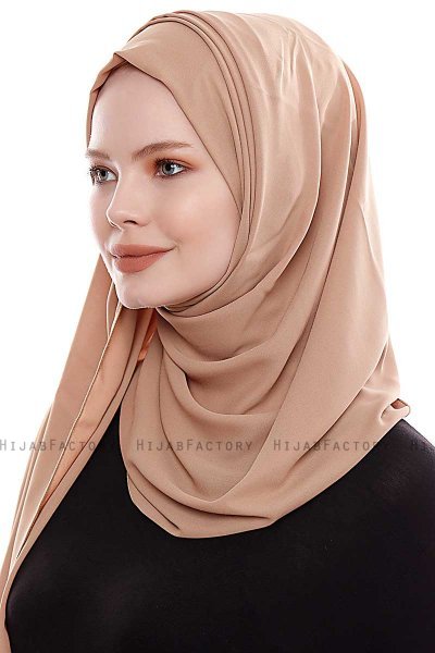 Yara - Hijab Crepe Pratique One-Piece Camel