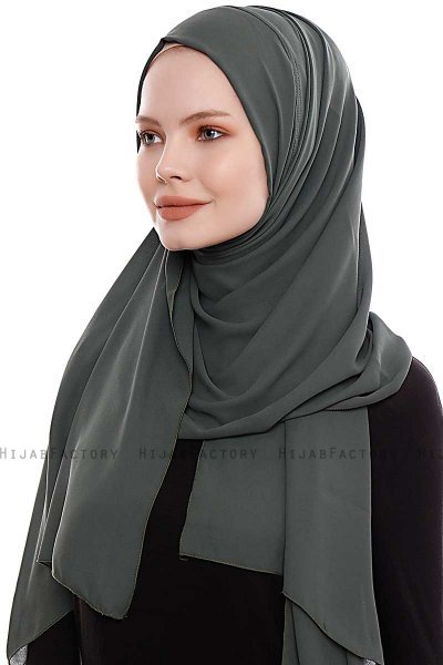Yara - Hijab Crepe Pratique One-Piece Kaki