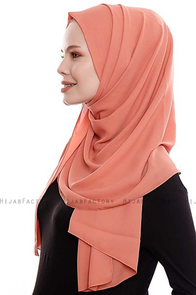Yara - Hijab Crepe Pratique One-Piece Saumon