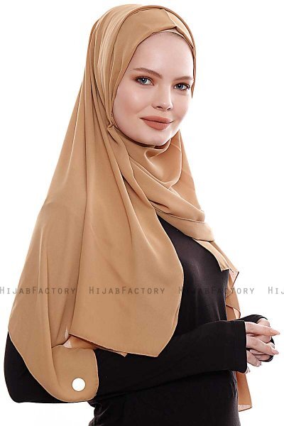 Yara - Hijab Crepe Pratique One-Piece Caramel Clair