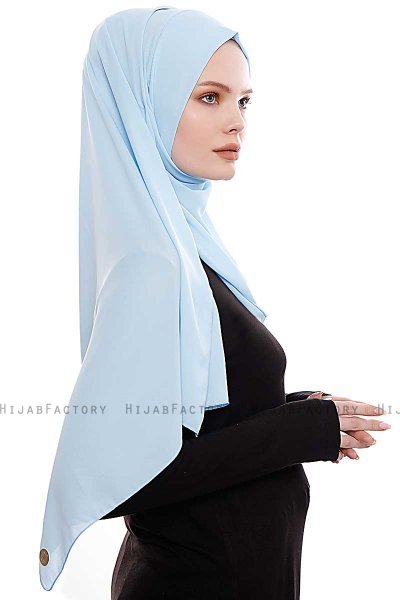 Yara - Hijab Crepe Pratique One-Piece Bleu Clair