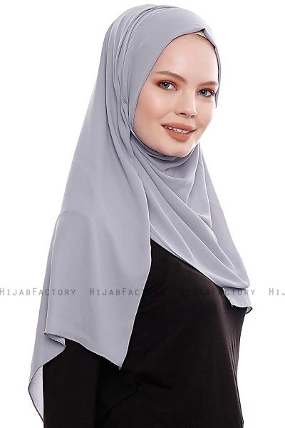 Yara - Hijab Crepe Pratique One-Piece Gris Foncé