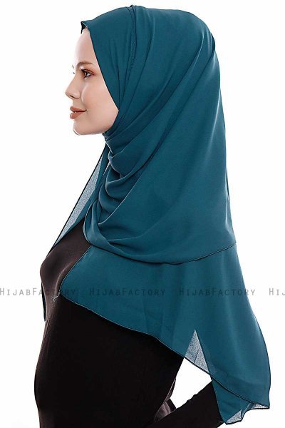Yara - Hijab Crepe Pratique One-Piece Vert Foncé