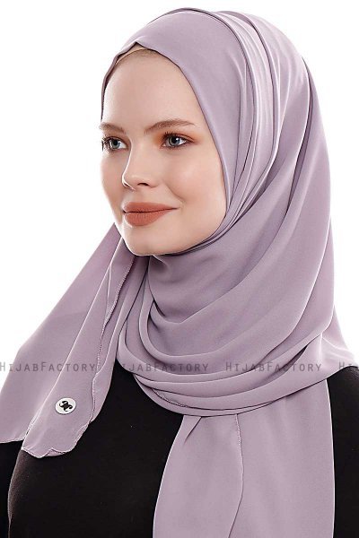 Yara - Hijab Crepe Pratique One-Piece Gris Pierre