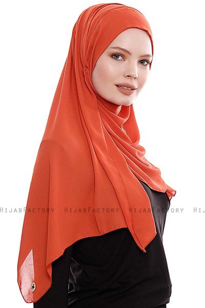 Yara - Hijab Crepe Pratique One-Piece Rouge Brique