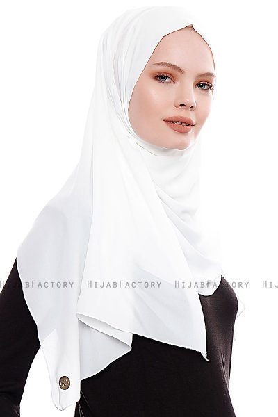 Yara - Hijab Crepe Pratique One-Piece Blanc