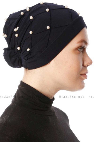 Yaren - Turban Crepe Chiffon Bleu Marin - Sehr-i Sal