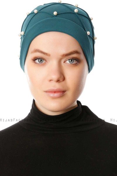 Yaren - Turban Crepe Chiffon Vert Foncé - Sehr-i Sal