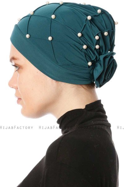 Yaren - Turban Crepe Chiffon Vert Foncé - Sehr-i Sal