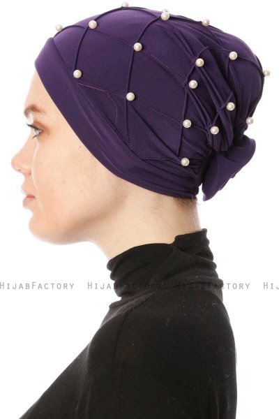 Yaren - Turban Crepe Chiffon Violet Foncé - Sehr-i Sal