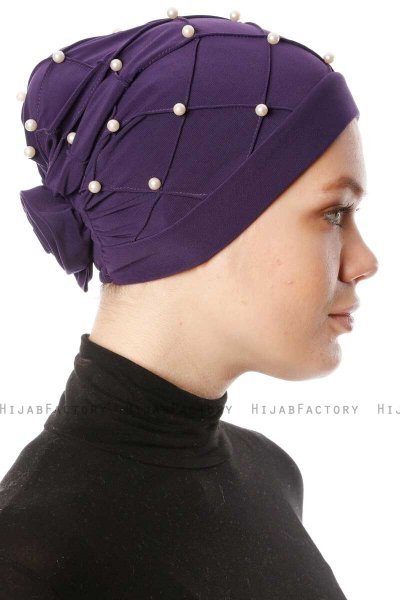 Yaren - Turban Crepe Chiffon Violet Foncé - Sehr-i Sal