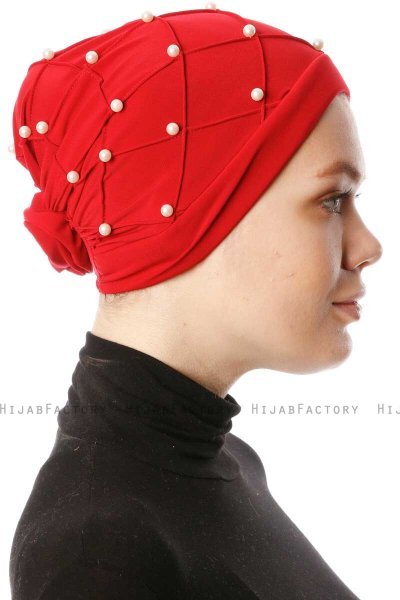 Yaren - Turban Crepe Chiffon Rouge - Sehr-i Sal