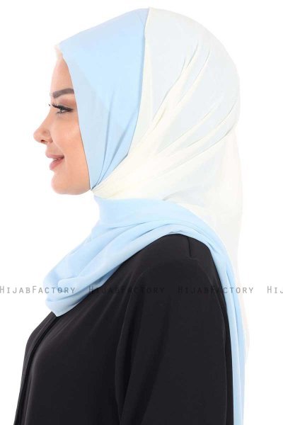 Ylva - Hijab Chiffon Pratique Crème & Bleu Clair
