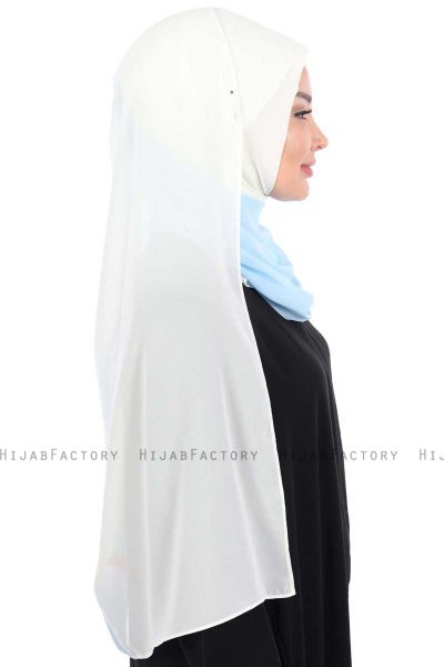 Ylva - Hijab Chiffon Pratique Crème & Bleu Clair