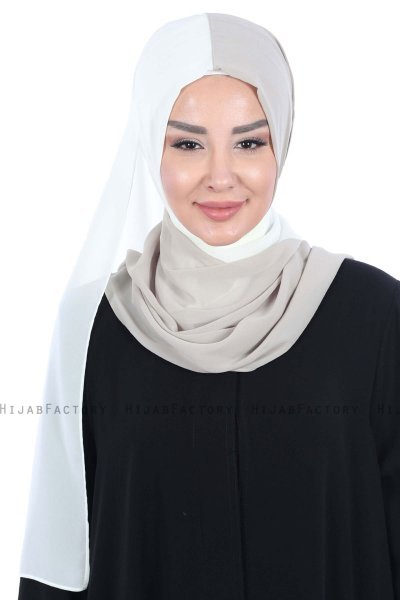 Ylva - Hijab Chiffon Pratique Crème & Taupe