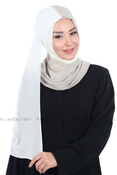 Ylva - Hijab Chiffon Pratique Crème & Taupe