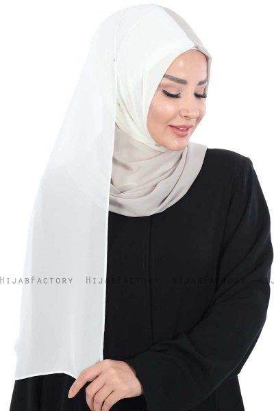 Ylva - Hijab Chiffon Pratique Crème & Taupe