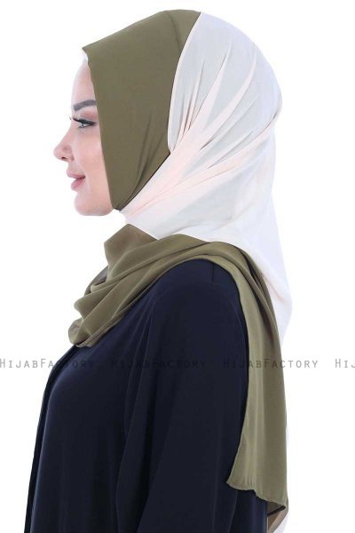 Ylva - Hijab Chiffon Pratique Kaki & Beige