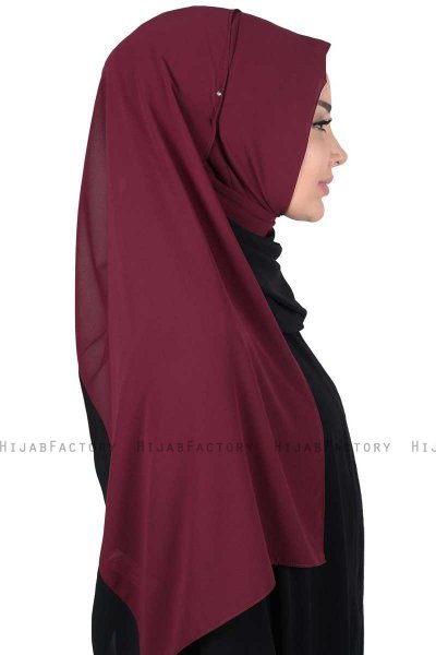 Ylva - Hijab Chiffon Pratique Prune & Noir