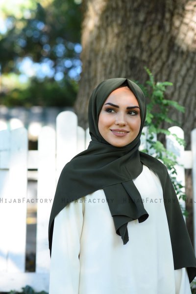 Zahra - Hijab En Crêpe Kaki Foncé - Mirach