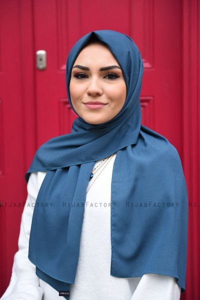 Zahra - Hijab En Crêpe Vert Pétrole - Mirach