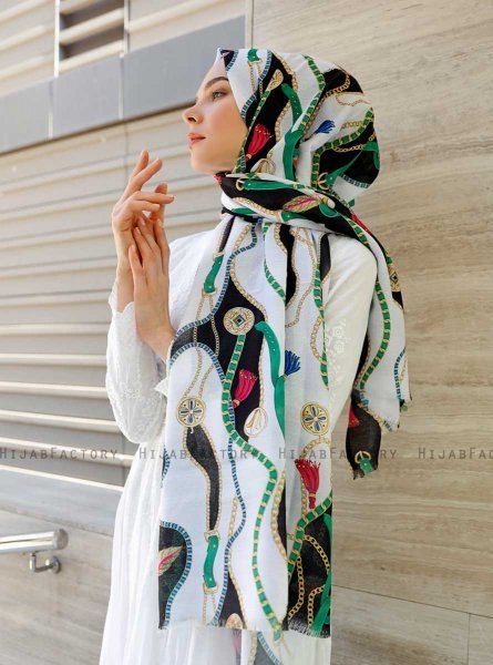 Zerline - Hijab à Motifs Vert - Sal Evi