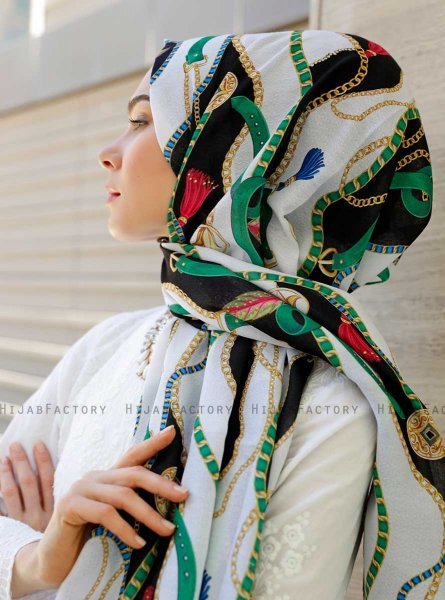 Zerline - Hijab à Motifs Vert - Sal Evi