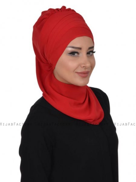 Zoe Röd Chiffon Turban Sjal Ayse Turban 322811c